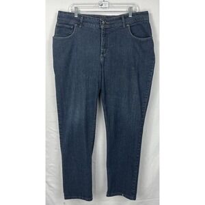 GUC Riders by Lee Women's Mid Rise Straight Leg Blue Denim Jeans Stretch Sz 18W